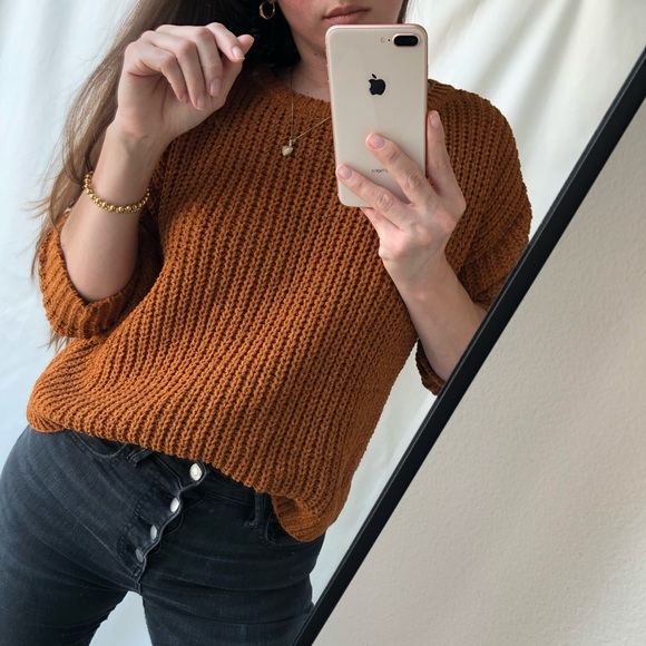 CHENILLE CABLE KNIT SWEATER — In Rust - Picture 2 of 7